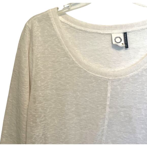 Anthropologie Akemi + Kin Ezri Asymmetrical Tunic Womens Large Ivory Burnout Top - Picture 3 of 9